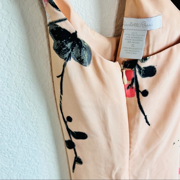 Blush Pink Watercolor Floral Silk Lace Strap Tank Dress - Picture 6 of 10